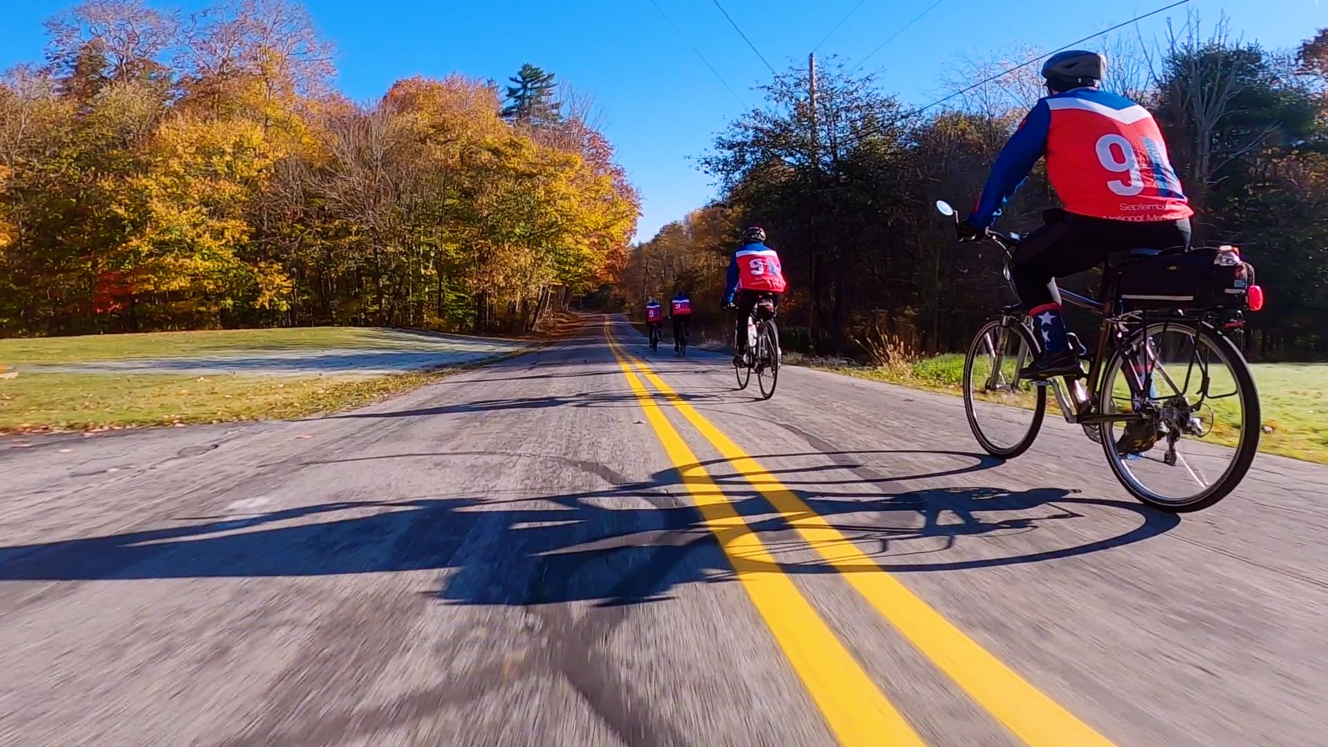 Cyclists riding the 9/11 Memorial Trail